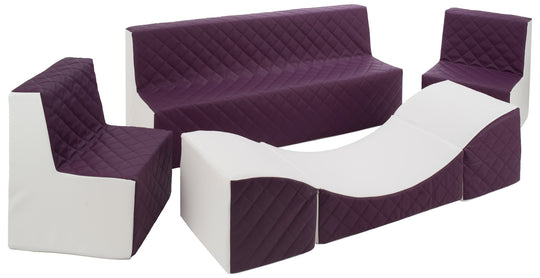 Kids furniture set: 2xarmchair + sofa + lounger, eco leather quilted