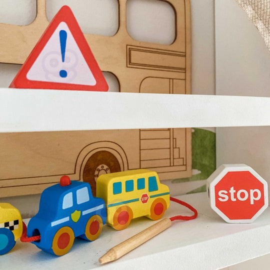 Car Shaped Wooden Threading Blocks 