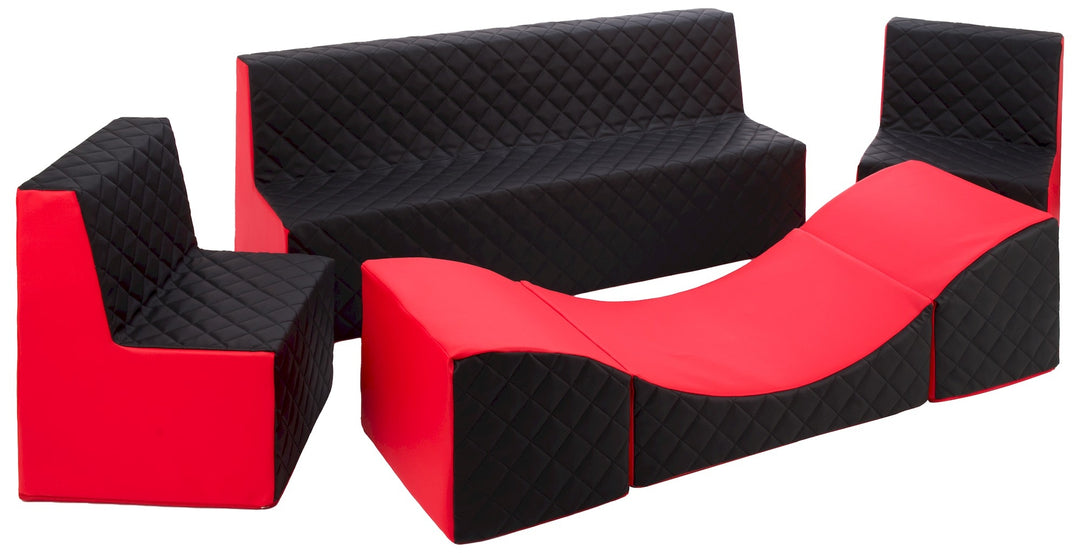 Kids furniture set: 2xarmchair + sofa + lounger, eco leather quilted