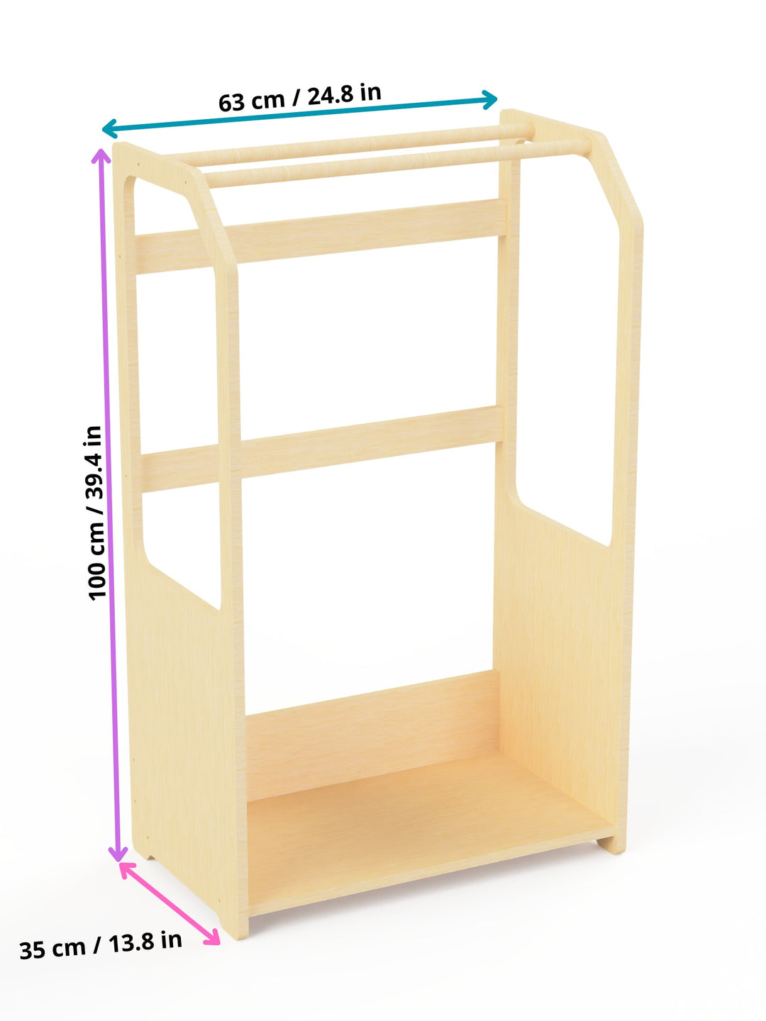 Montessori Wooden Clothes Drying Rack with Green Storage