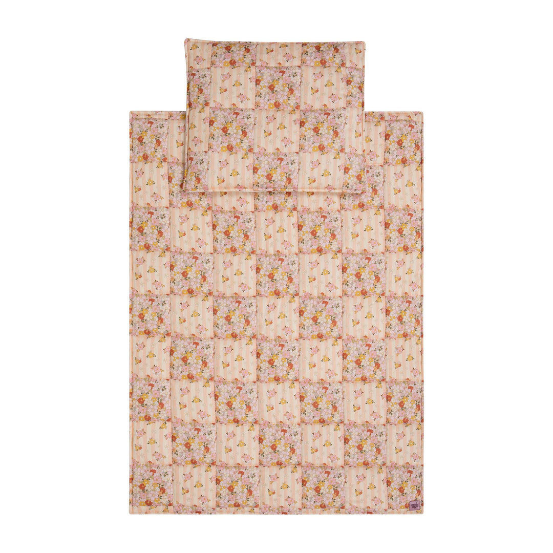 Cotton Quilted Patchwork Blanket + Pillow Set Large - Spring Garden