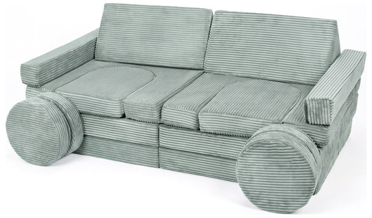 Modular sofa bed, multifunctional foam blocks, car with steering wheel