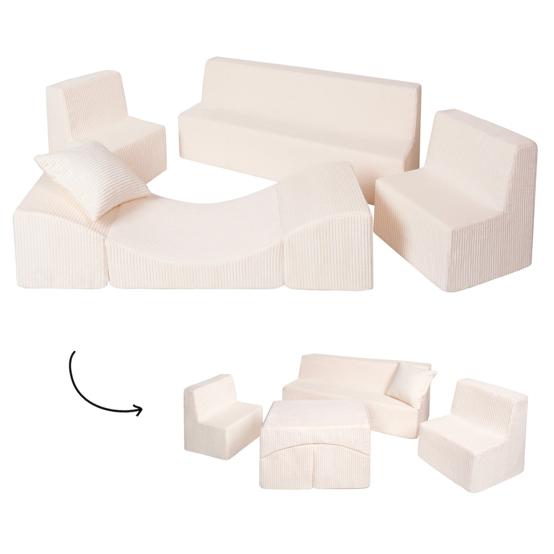 Soft Foam Furniture Set: 2xChair+Sofa+Coach for Kids, Children,Comfy, Relax,Play, corduroy fabric