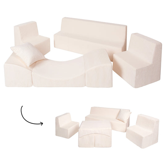 Soft Foam Furniture Set: 2xChair+Sofa+Coach for Kids, Children,Comfy, Relax,Play, corduroy fabric
