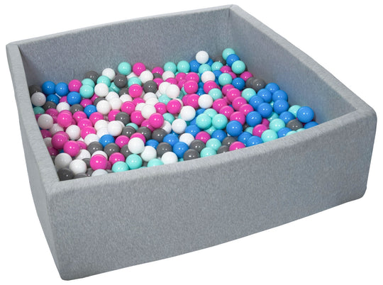 Soft Jersey ball pit with 600 balls, 120x120 cm