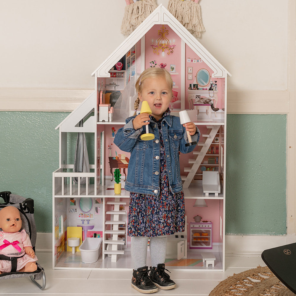 Houten Poppenhuis Liselle met LED-verlichting