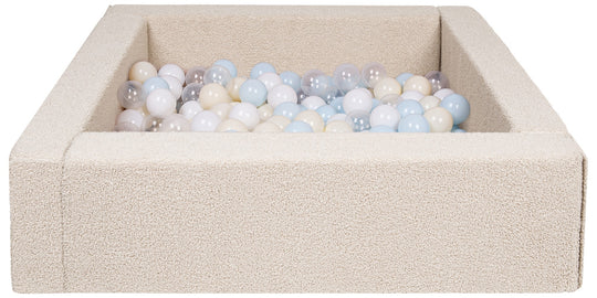 Square bouclé ball pit with 300 balls, 5 elements