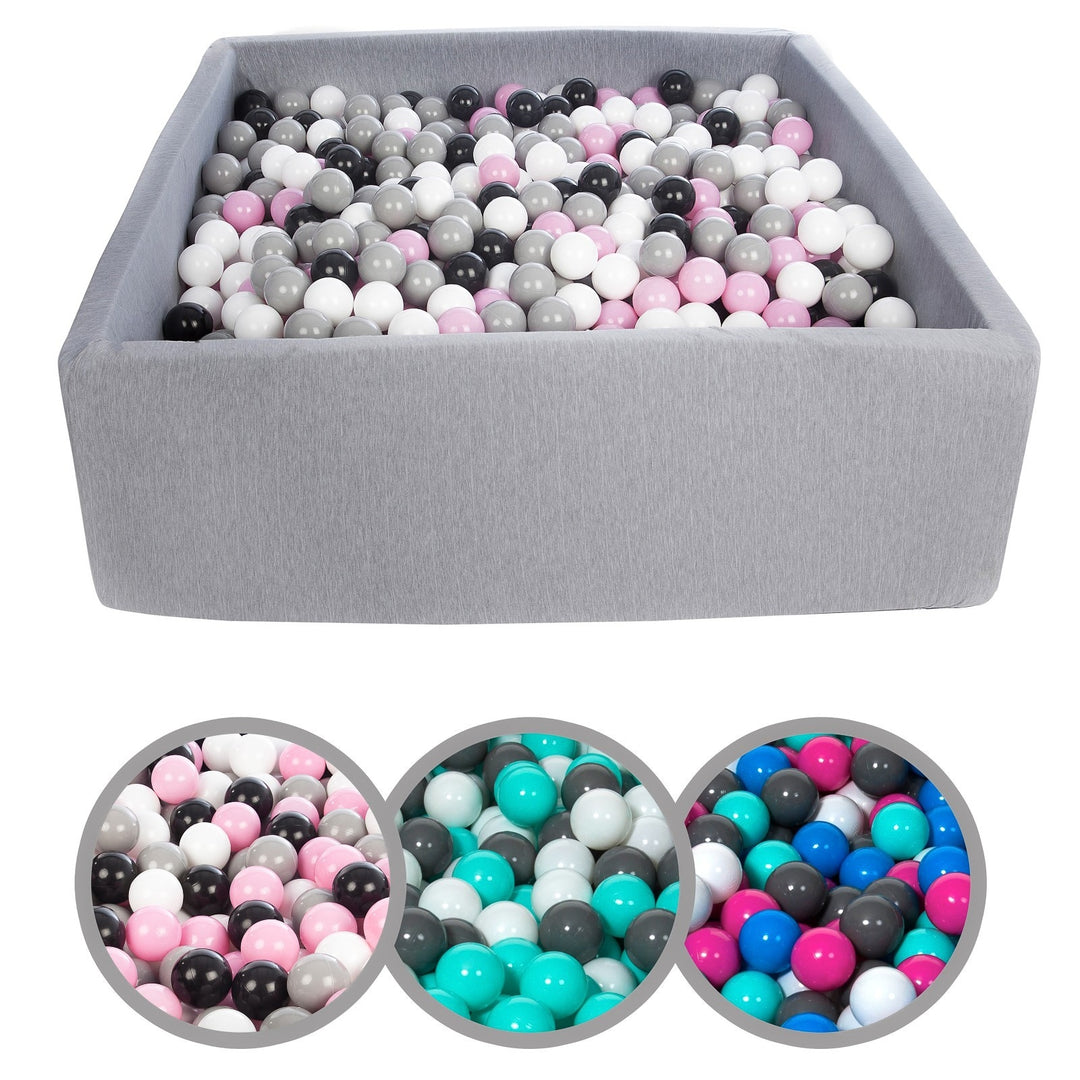 Soft Jersey ball pit with 1200 balls, 120x120 cm