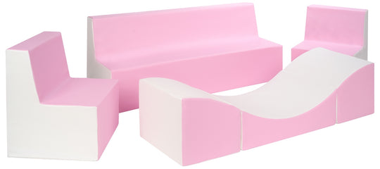 Kids furniture set: 2xarmchair + sofa + lounger, eco leather