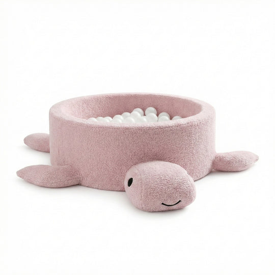 Foam Baby Ball Pit Without Balls - Turtle Raspberry Glaze Pink Boucle