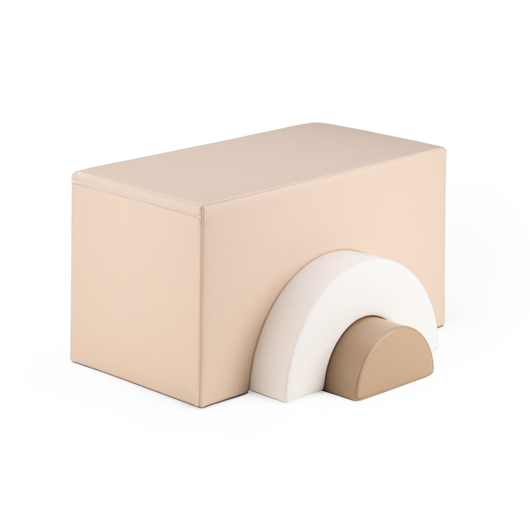 Rainbow Bridge Soft Play Set – Beige, White &amp; Grey Beige