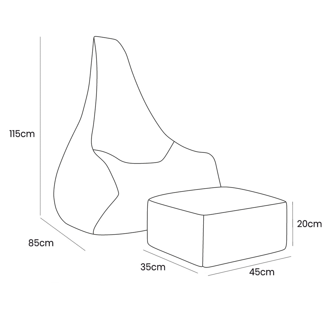 Tearo: Bean Bag + Footrest for Little Loungers - Beige