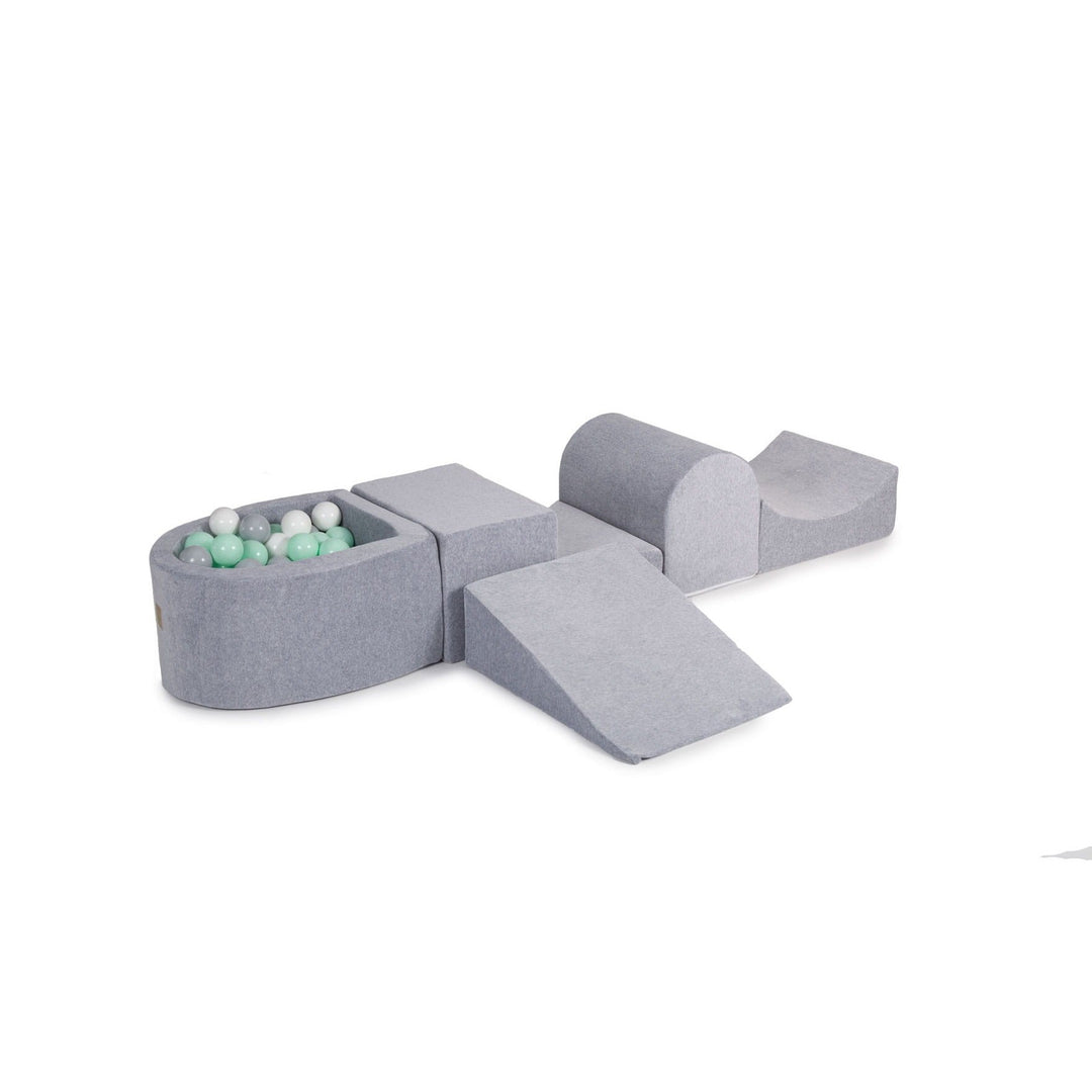 MeowBaby® Grey Velvet Playset with Ball Pit - Mint, Gray &amp; White Balls