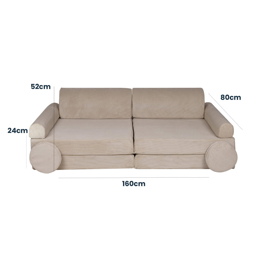 MeowBaby® Large Slimcord Premium Sofa - Ecru