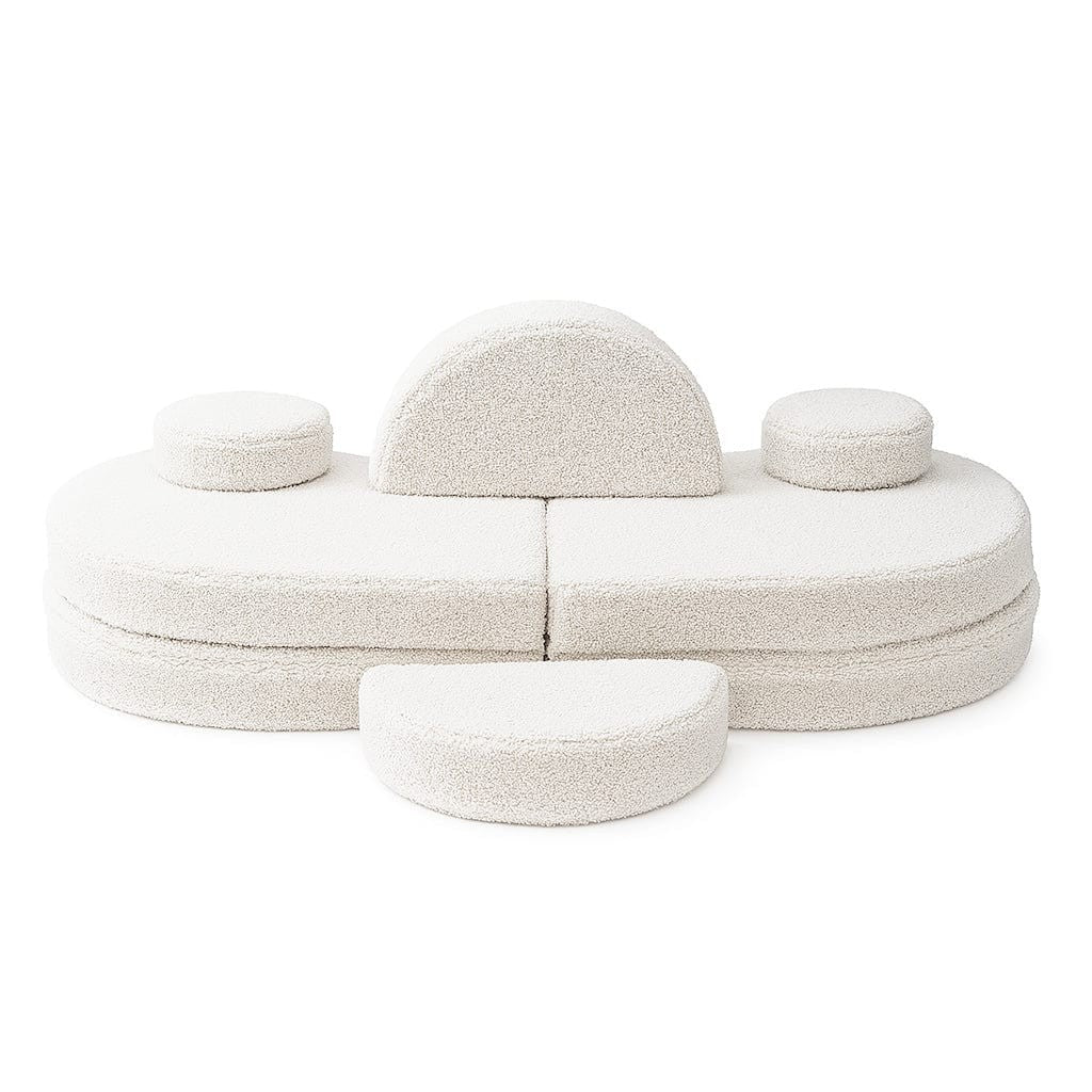 MeowBaby® Modular Sofa Coccolo for Kids – 6 Piece, Bearly Off-White