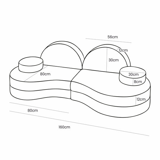 MeowBaby® Modular Sofa Coccolo for Kids – 6 Piece, Bearly Off-White
