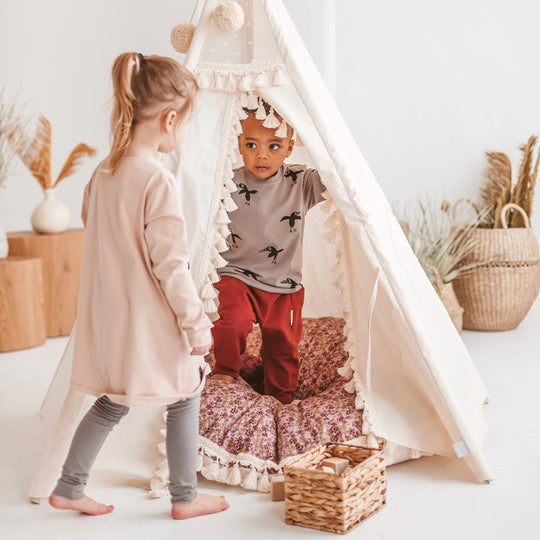 Boho Kids Teepee with Tassels – Ecru
