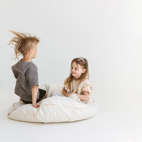 Bouclé Kids Floor Cushion – Ecru, 100 cm