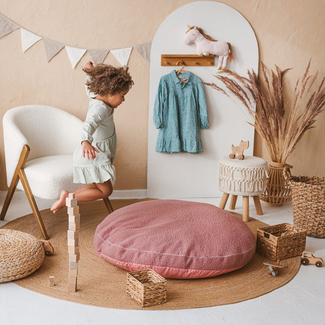 Bouclé Kids Floor Cushion – Rose, 100 cm