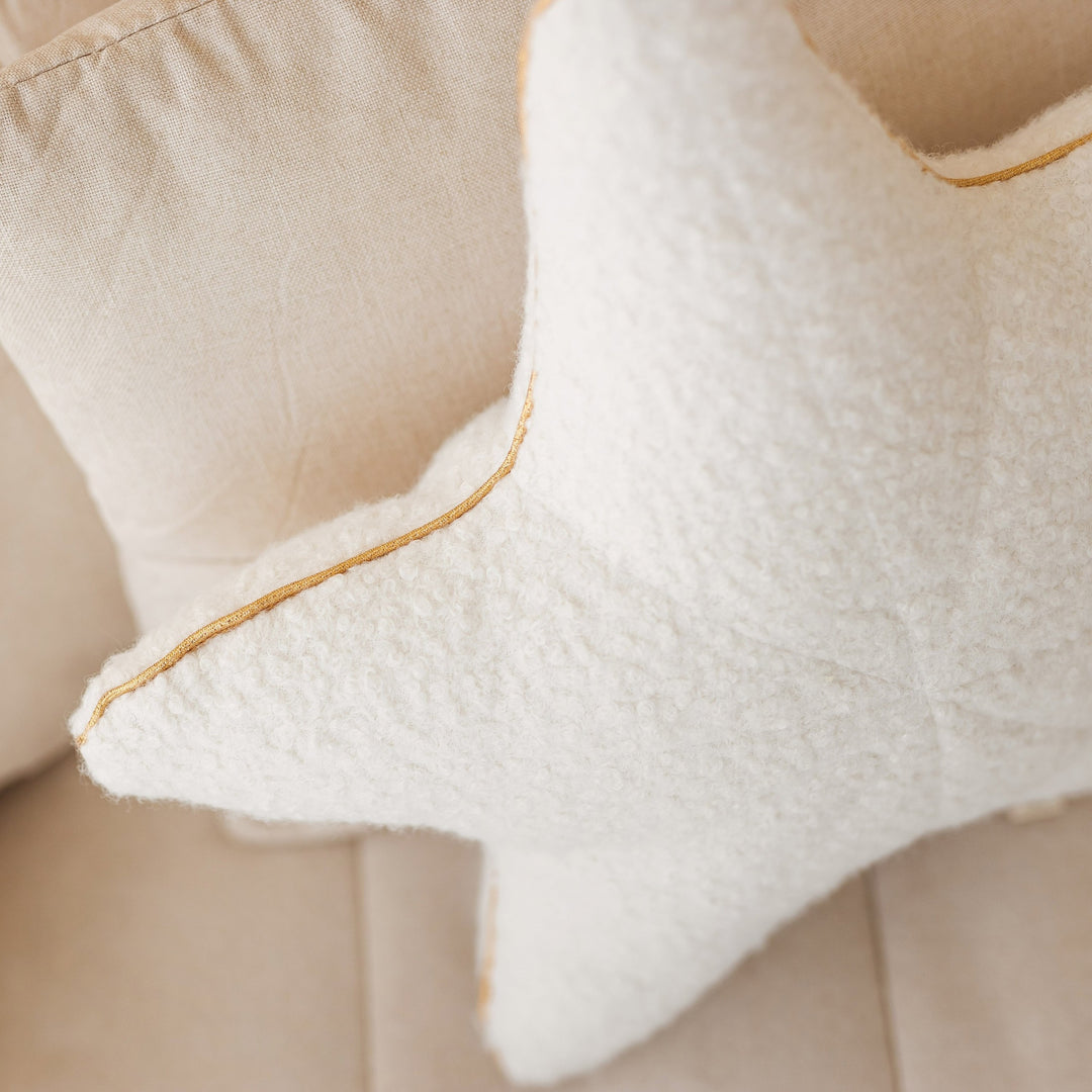 Bouclé Seashell and Starfish Cushions – Ecru, Set of 2