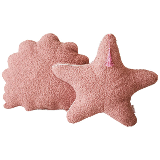 Bouclé Seashell and Starfish Cushions – Rose, Set of 2