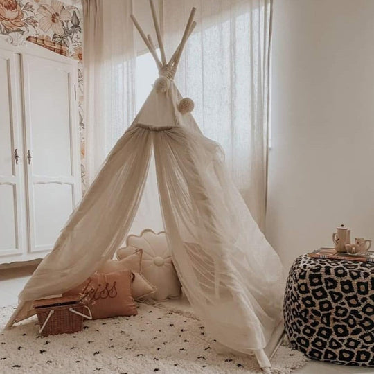 Fairy Kids Play Tent with Tulle – Ecru