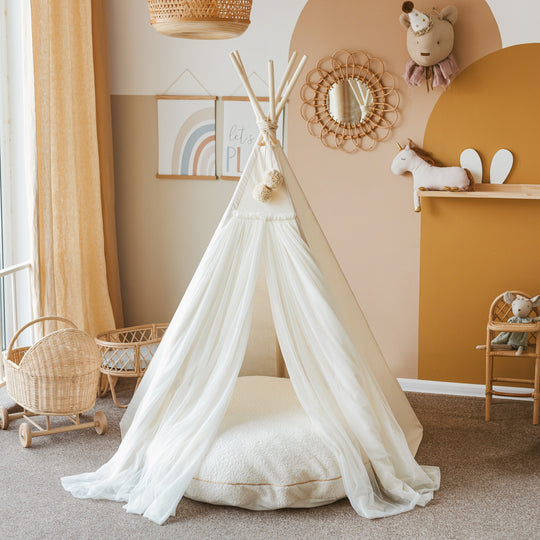 Fairy Kids Play Tent with Tulle – Ecru