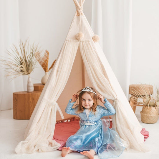 Fairy Kids Play Tent with Tulle – Ecru