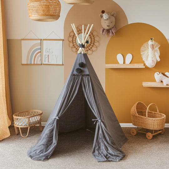 Fairy Kids Play Tent with Tulle – Grey
