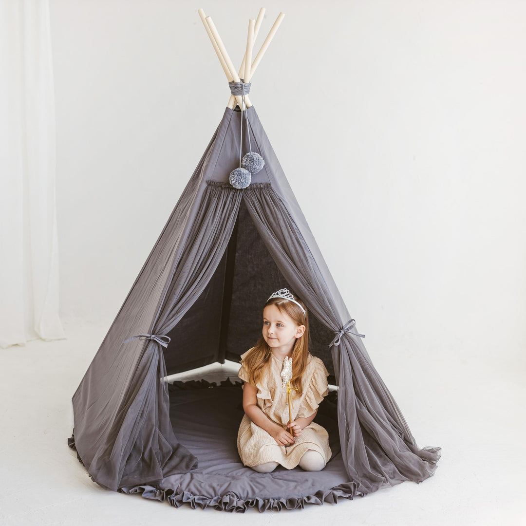 Fairy Kids Play Tent with Tulle – Grey