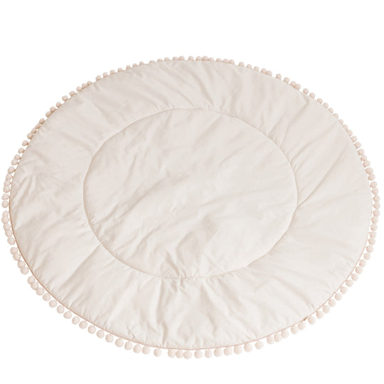 Kids Play Mat with Pompom Border – Ecru, 115 cm