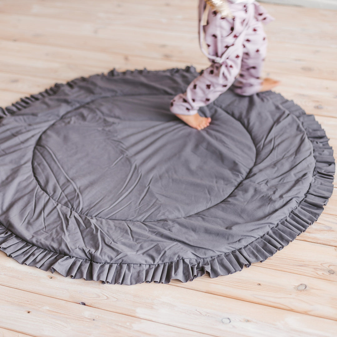 Kids Play Mat with Ruffled Border – Grey, 125 cm