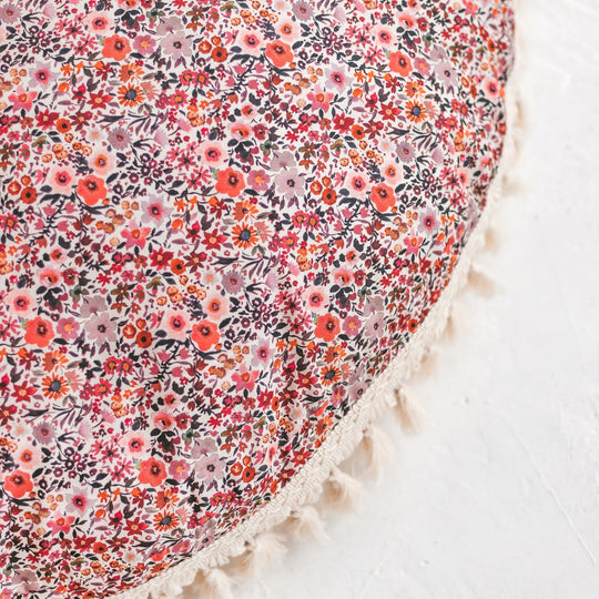 Large Floor Cushion with Tassels – Rose Floral, 100 cm