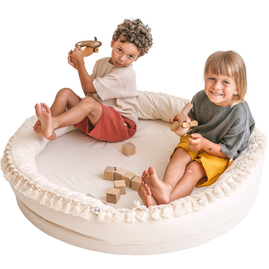 Large Round Nest Play Mat &amp; Kids Lounger – Ecru, 110 cm