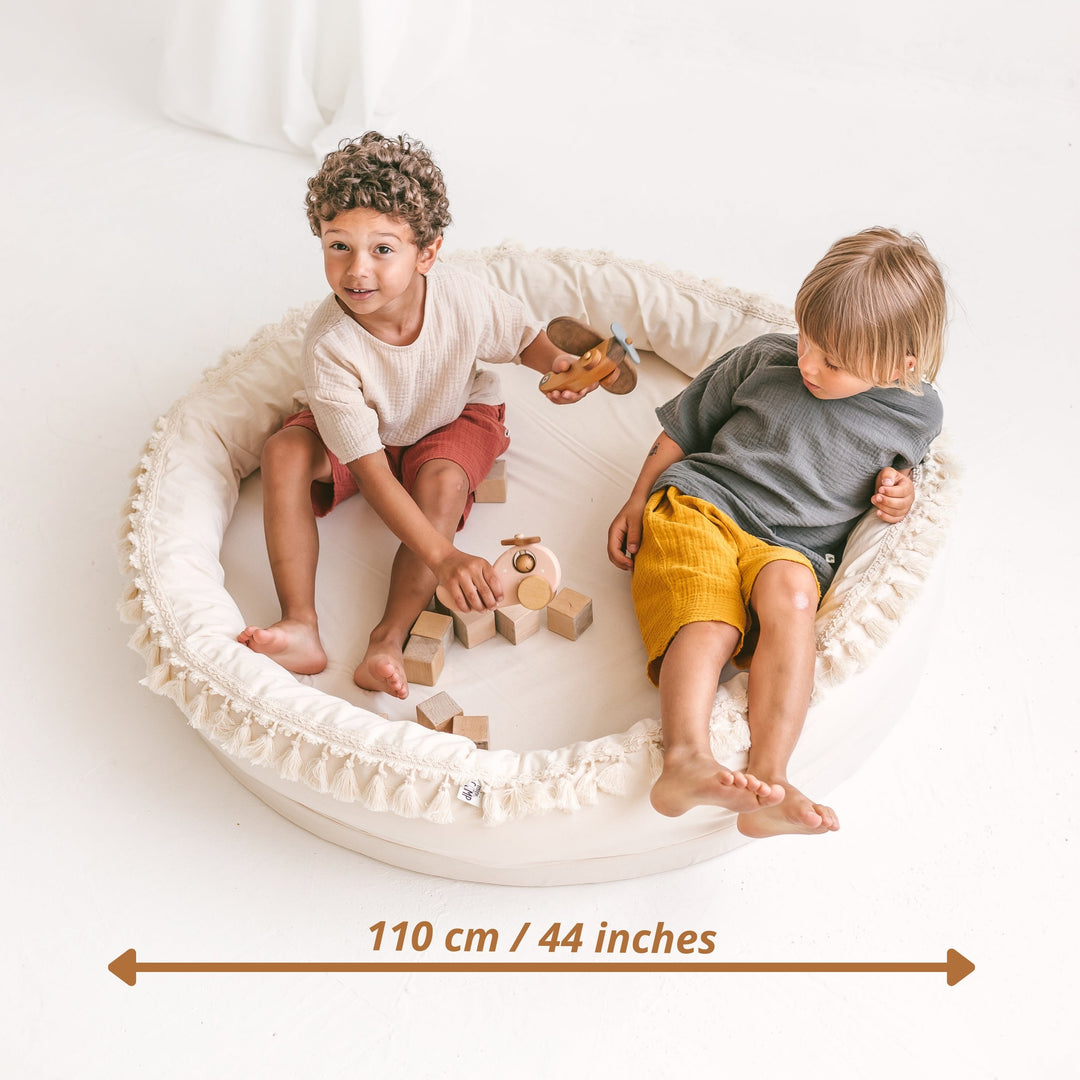 Large Round Nest Play Mat &amp; Kids Lounger – Ecru, 110 cm