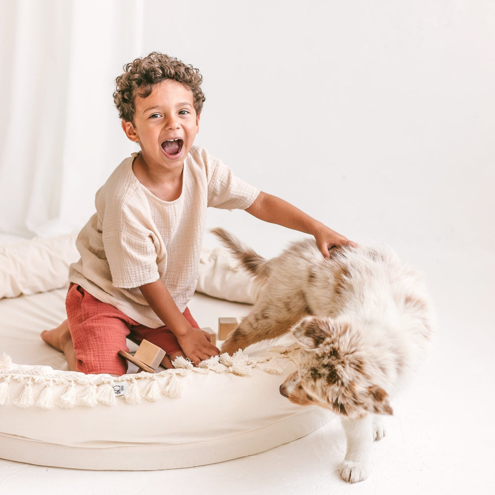 Large Round Nest Play Mat & Kids Lounger – Ecru, 110 cm