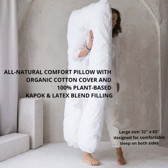 U-Shaped Body Pillow with Organic Cotton Cover – White