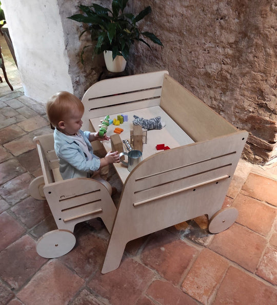 Montessori Table and Chair Set - Wagon Wheel