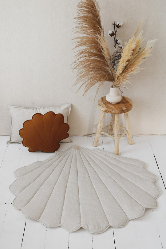 Organic Cotton and Linen Shell Playmat - Sand