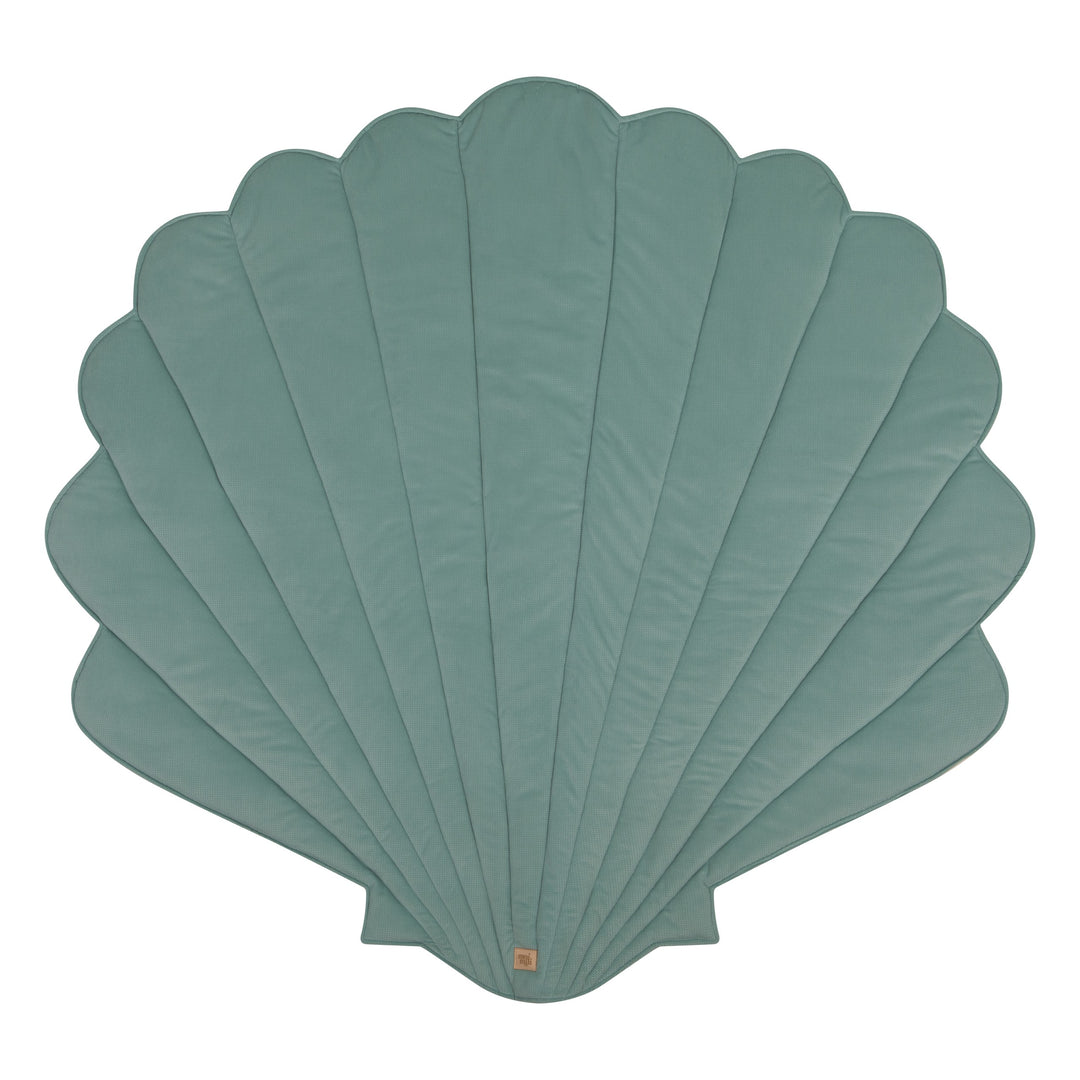 Tapis de Jeu en Forme de Coquillage en Coton Bio et Velours - Menthe