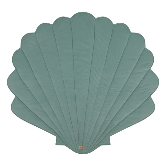 Tapis de Jeu en Forme de Coquillage en Coton Bio et Velours - Menthe