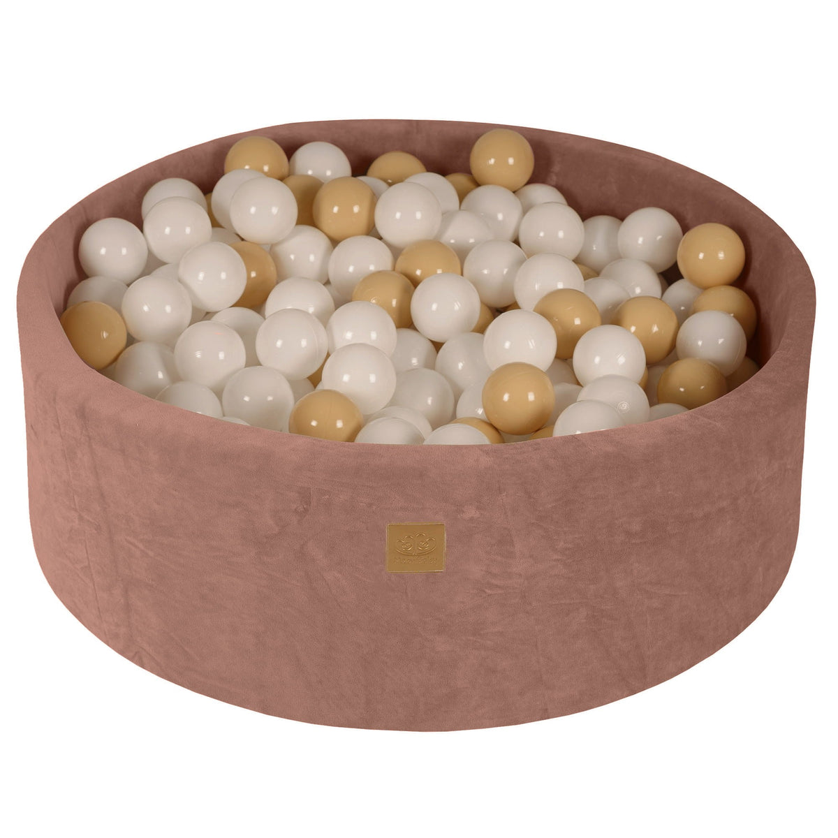 Round Ball Pit With 200 White/Beige, 90x30cm - Beige Velvet