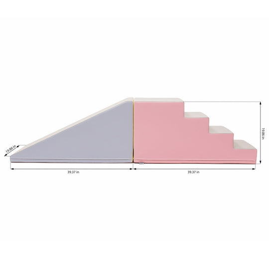 Soft Play Step and Slide Set - Pink &amp; Beige Gray