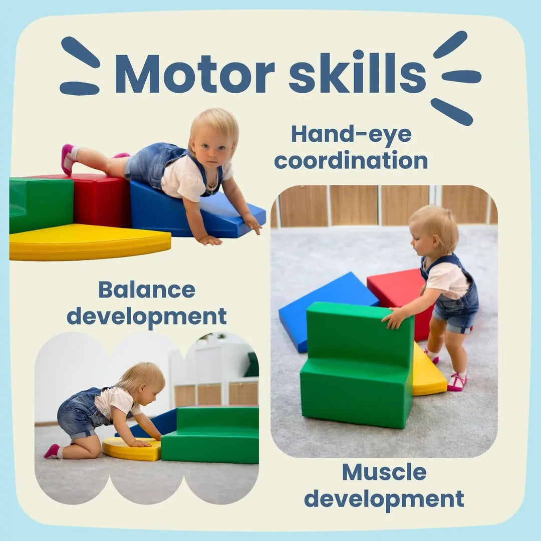 Soft Play Step and Slide Set - Beige and Grey