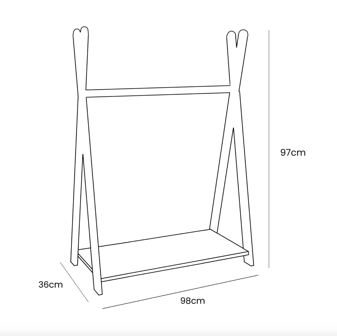 Tipi Clothing Rack For Children - Large Natural Wood