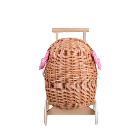 Wicker Doll Pram Lili – Pink Bedding 2