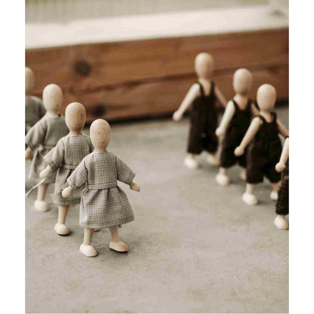 Wooden Walnut Doll with Dress