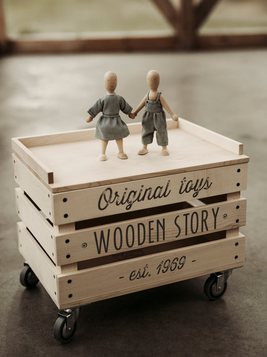 Wooden Walnut Doll with Dress