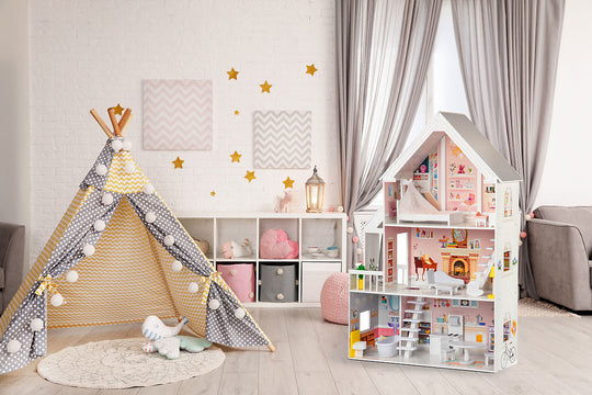 Houten Poppenhuis Liselle met LED-verlichting